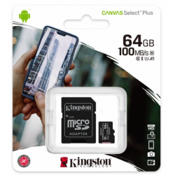 MEMORIA MICRO SD 64GB CLASE 10  KINGSTON CANVAS SELECT PLUS